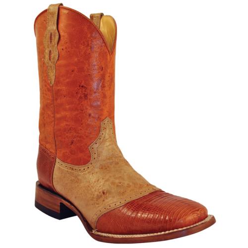Ferrini 21193-11 Peanut Genuine Lizard Saddle Vamp Boots